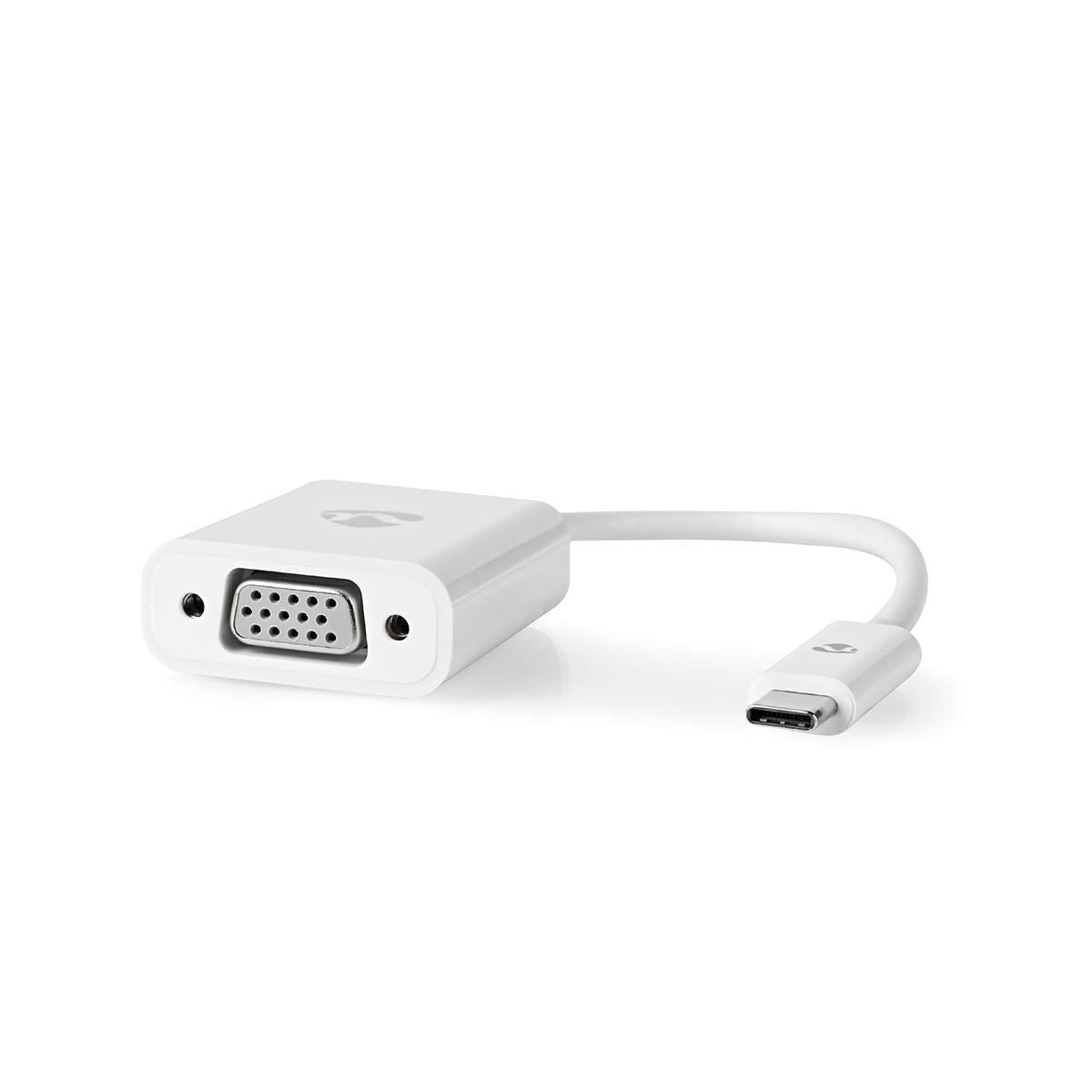 Nedis USB-C™ Adapter | USB 3.2 Gen 1 | USB-C™ Male | VGA Female | 1080p | 5 Gbps | 0.20 m | Round | Nickel Plated | PVC | White | Polybag