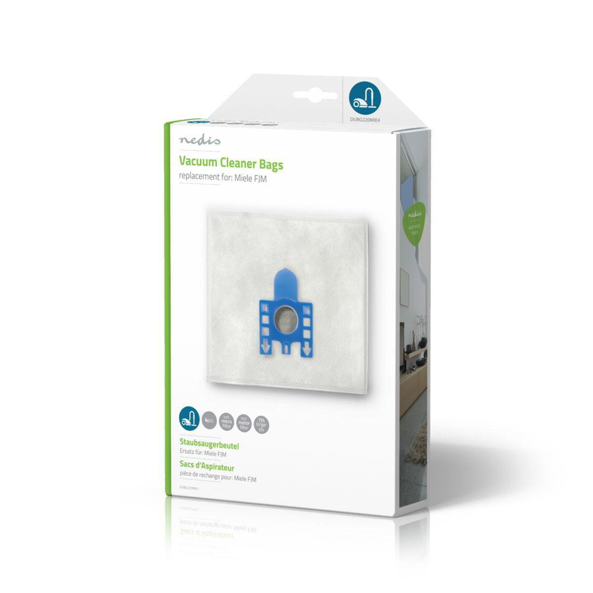 Nedis Vacuum Cleaner Bag | 4 pcs | Synthetic | Most sold for: Miele | White