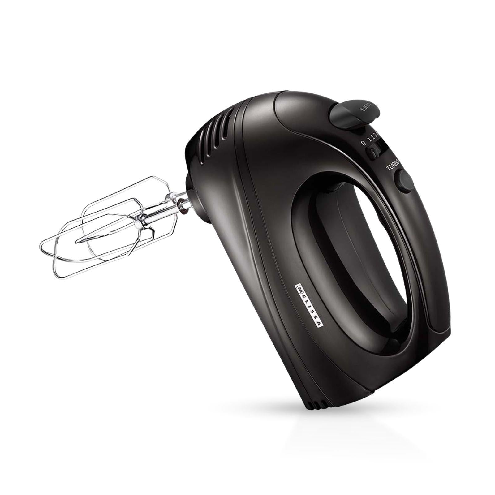 MELISSA Electric Hand Mixer with 5 speeds & turbo setting, 2 chrome plated beaters, all dishwasher safe, Easy release button, 300w - Black
