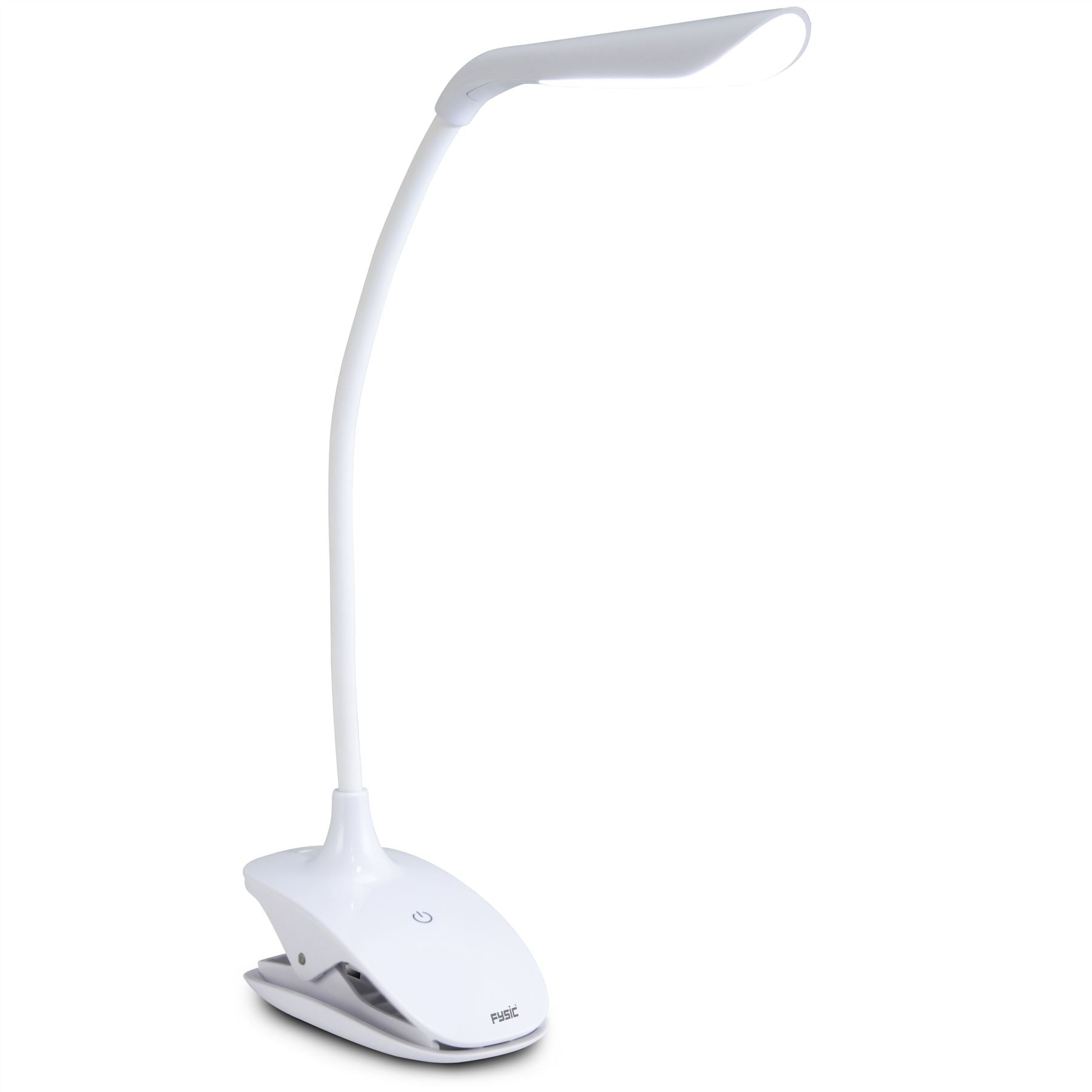 Fysic LED Clip On Reading White Light 600mAh USB Rechargeable, 7 Hour Run-Time, Flexible Gooseneck, Bedside Lamp for Books, Desk & Camping