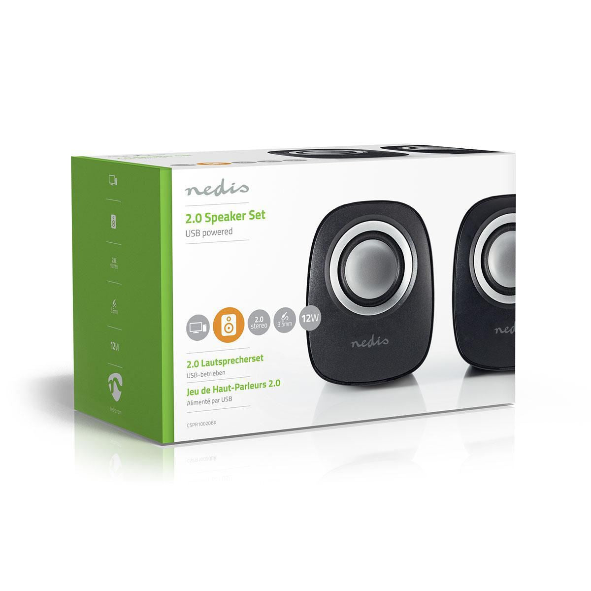 Nedis PC Speaker | 2.0 | 12 W | 3.5 mm Male | USB Powered | Volume control
