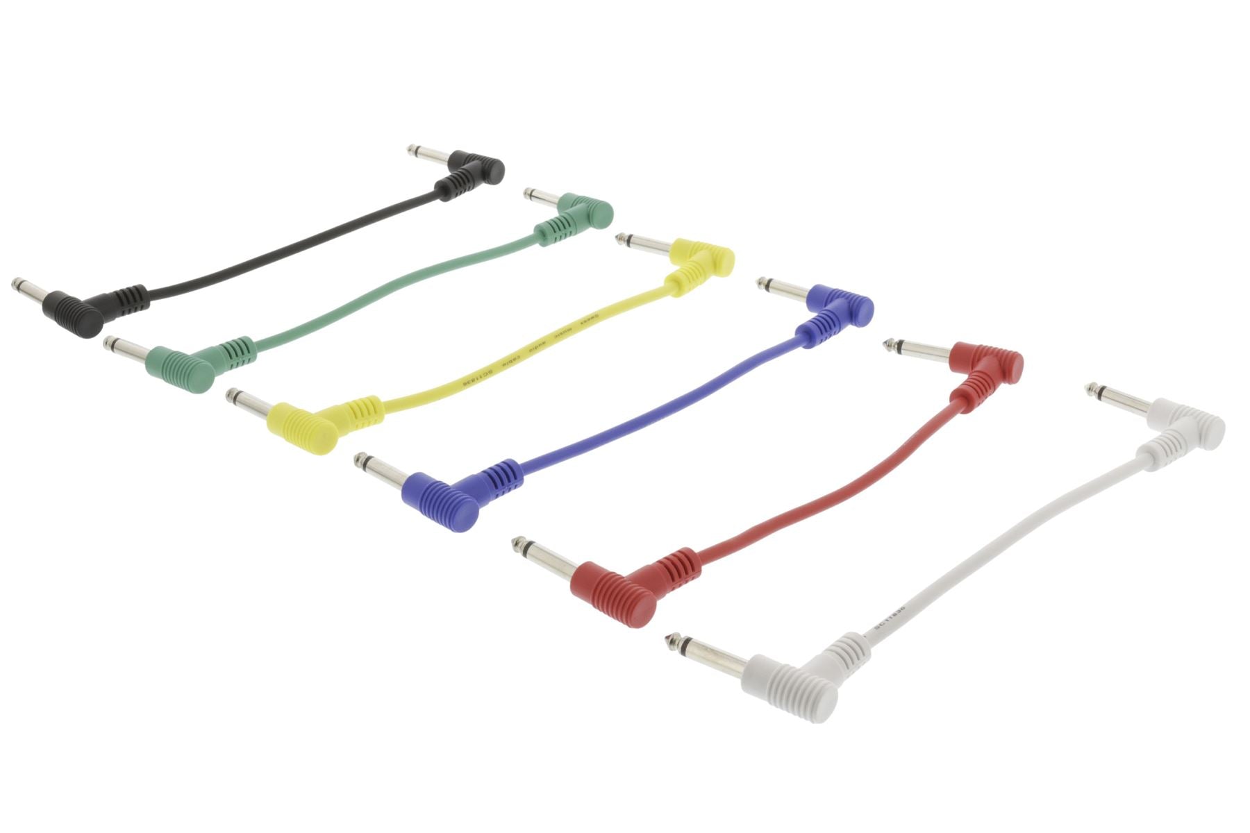 Sweex 90 Degree Guitar Patch Leads Pedal Effects Cable 6.35mm Pack of 6 30cm