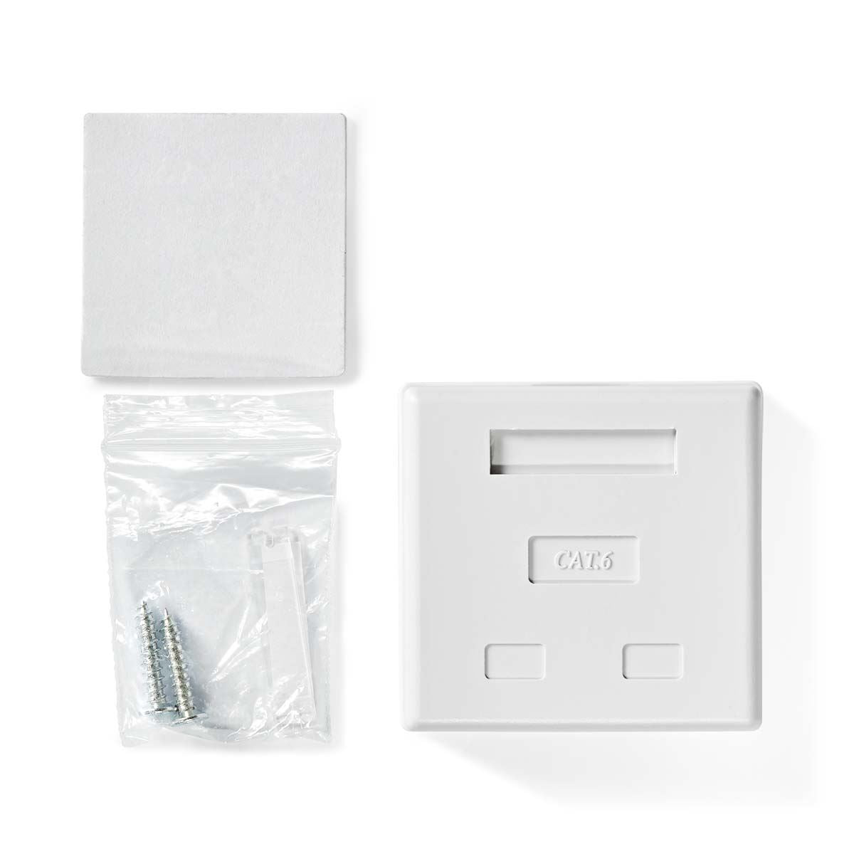 Nedis Network Wall Box | On-Wall | 2 port(s) | STP CAT6 | Straight | Female | Gold Plated | PVC | White | Envelope