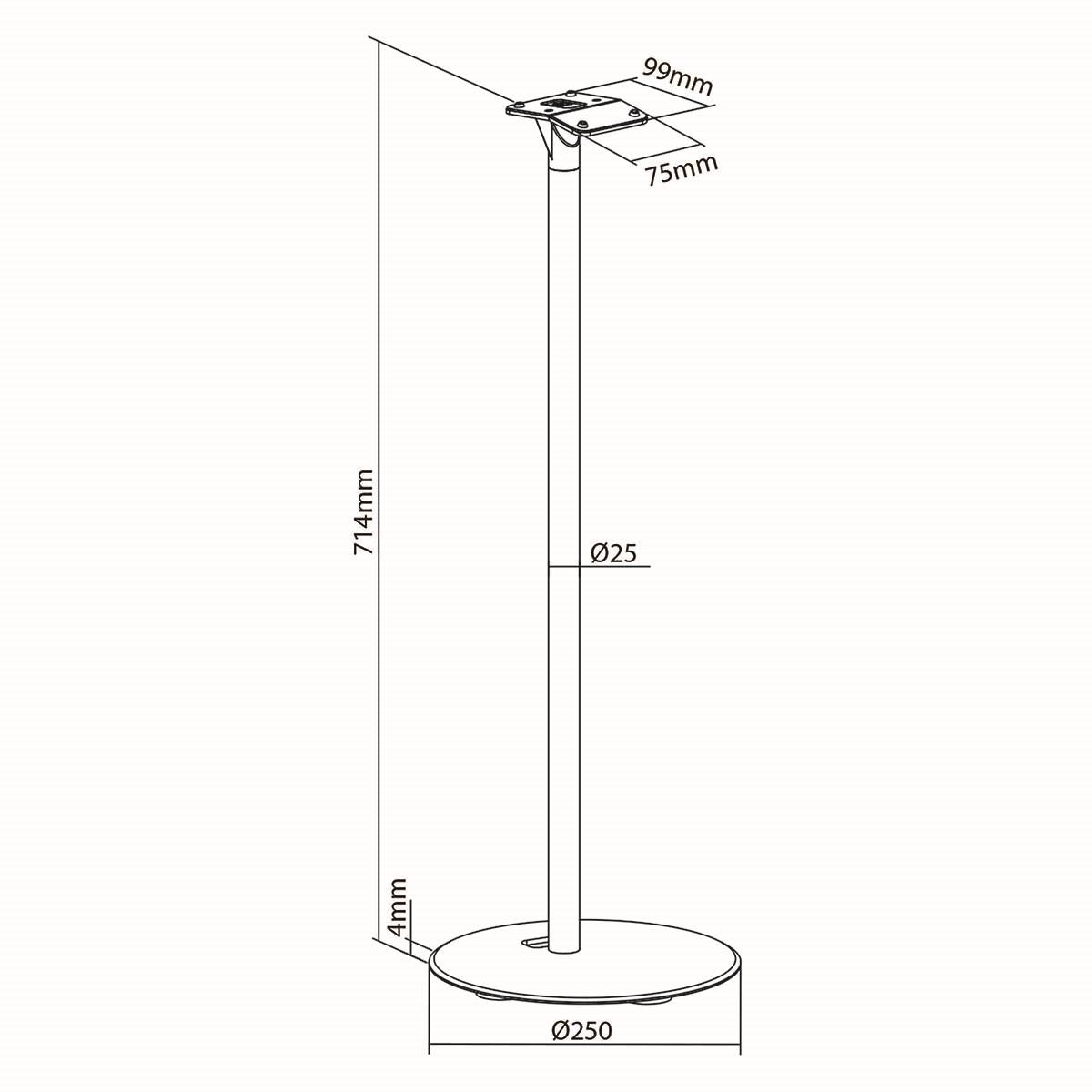 Nedis Speaker Stand Mount for Sonos Era 300, Fixed Height, Max. Capacity 5kg (Single Stand) - White
