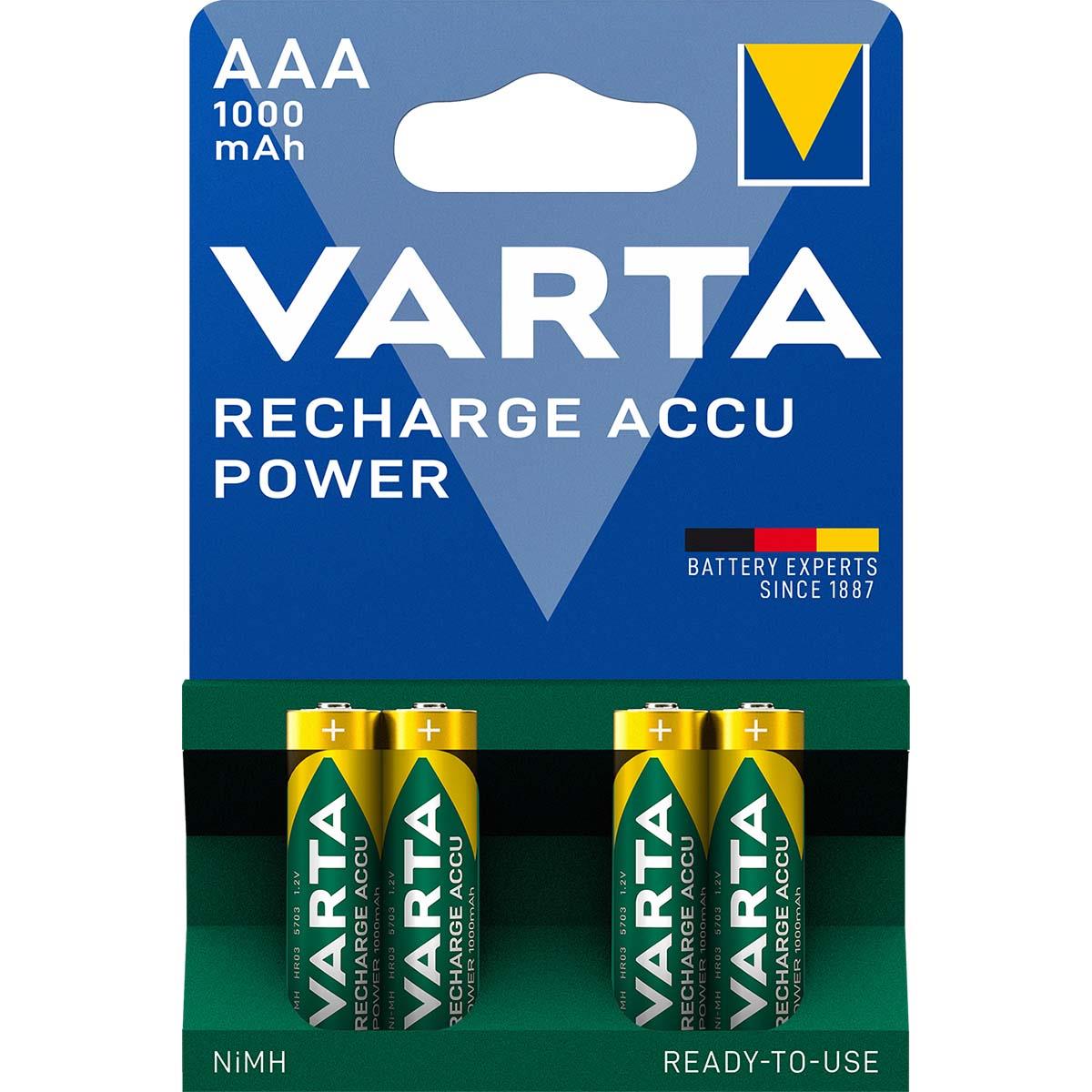 Varta AAA Rechargeable NiMH Battery | 1.2 V 1000 mAh 4-Blister