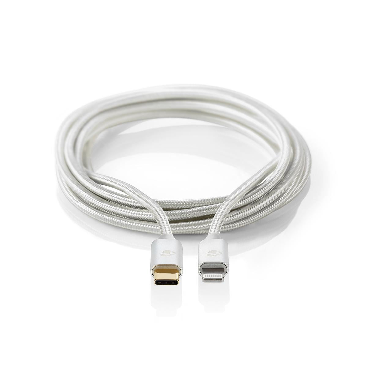 Nedis Lightning Cable | USB 2.0 | USB-C™ Male | Apple Lightning 8-Pin | 480 Mbps | Gold Plated | 2.00 m | Round | Braided / Nylon | Aluminium | Cover Window Box