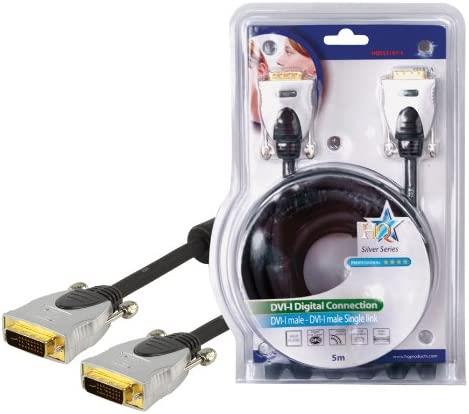 DVI Single Link Cable | DVI-I Male | DVI-I Male |Gold Plated | 5.00 m | Straight | PVC | Black