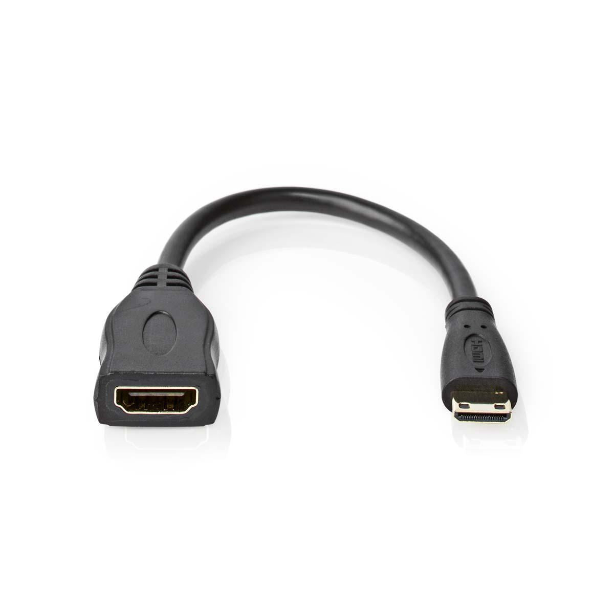 Nedis High Speed HDMI™ Cable with Ethernet | HDMI™ Mini Connector | HDMI™ Output | 4K@30Hz | 10.2 Gbps | 0.20 m | Round | PVC | Black | Envelope
