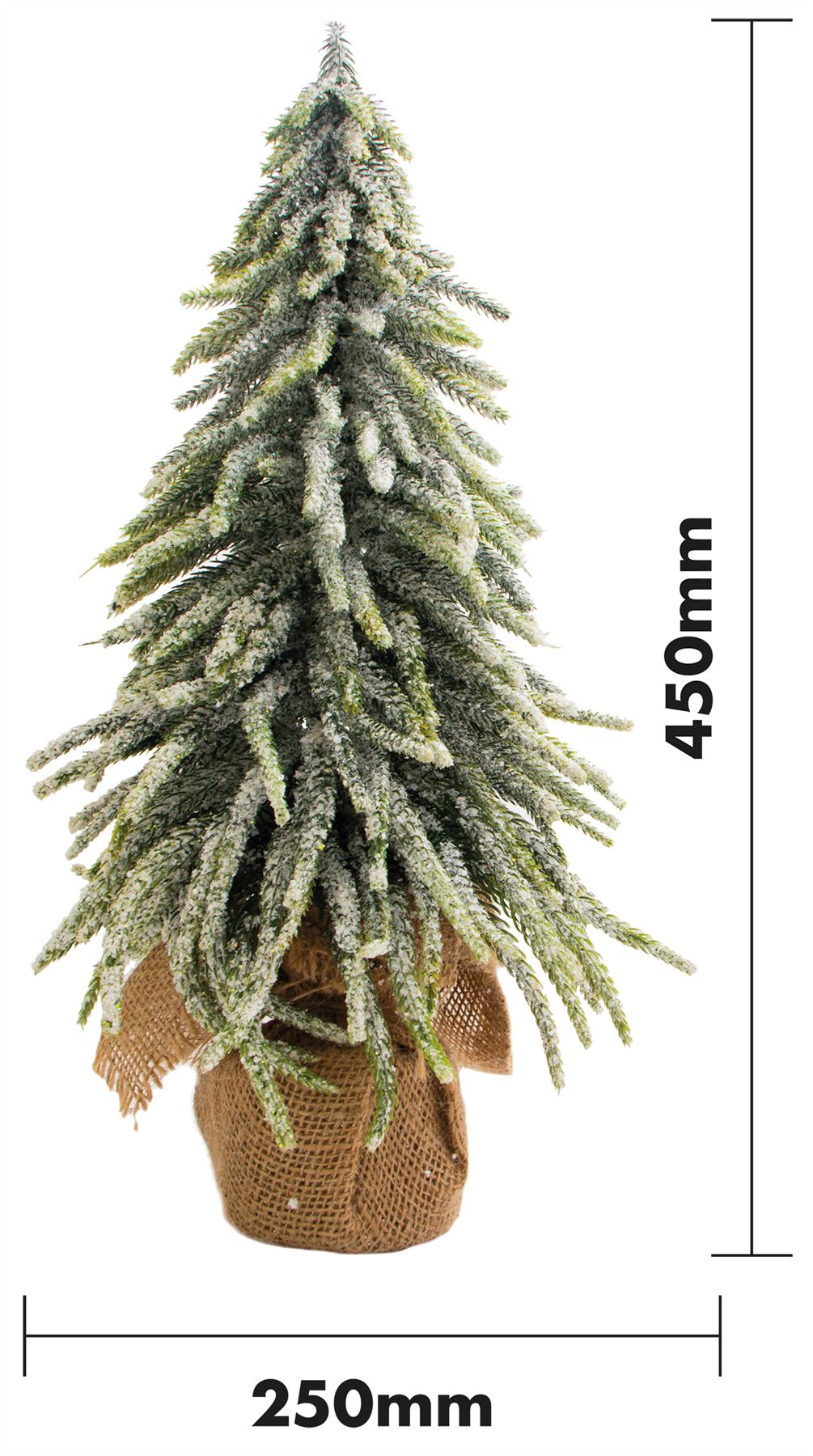 Decorative Snow Effect Mini Christmas Tree in Hessian Bag - 45cm