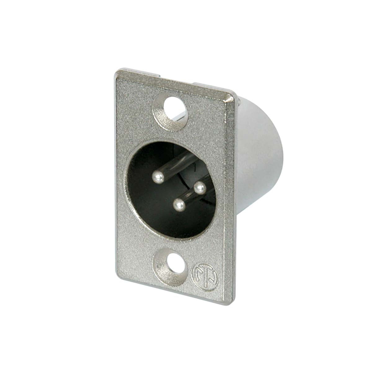 Neutrik 3 pole male receptacle, solder contacts, Nickel housing, silver contacts