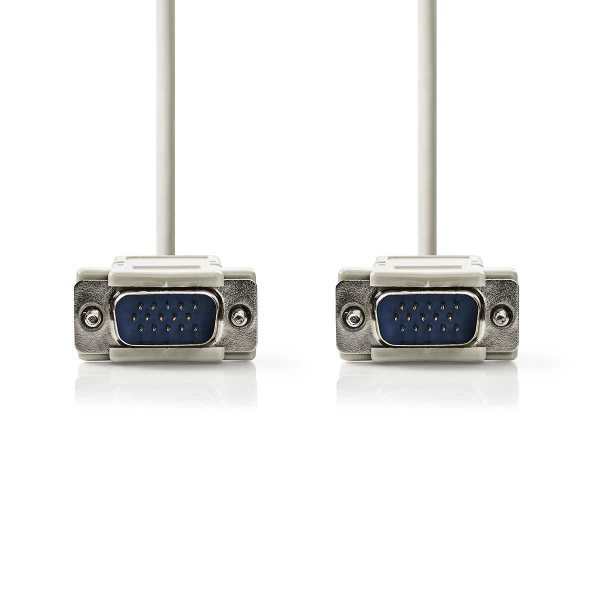 Nedis VGA Cable | VGA Male | VGA Male | Nickel Plated | Maximum resolution: 1024x768 | 2.00 m | Round | ABS | Ivory | Envelope