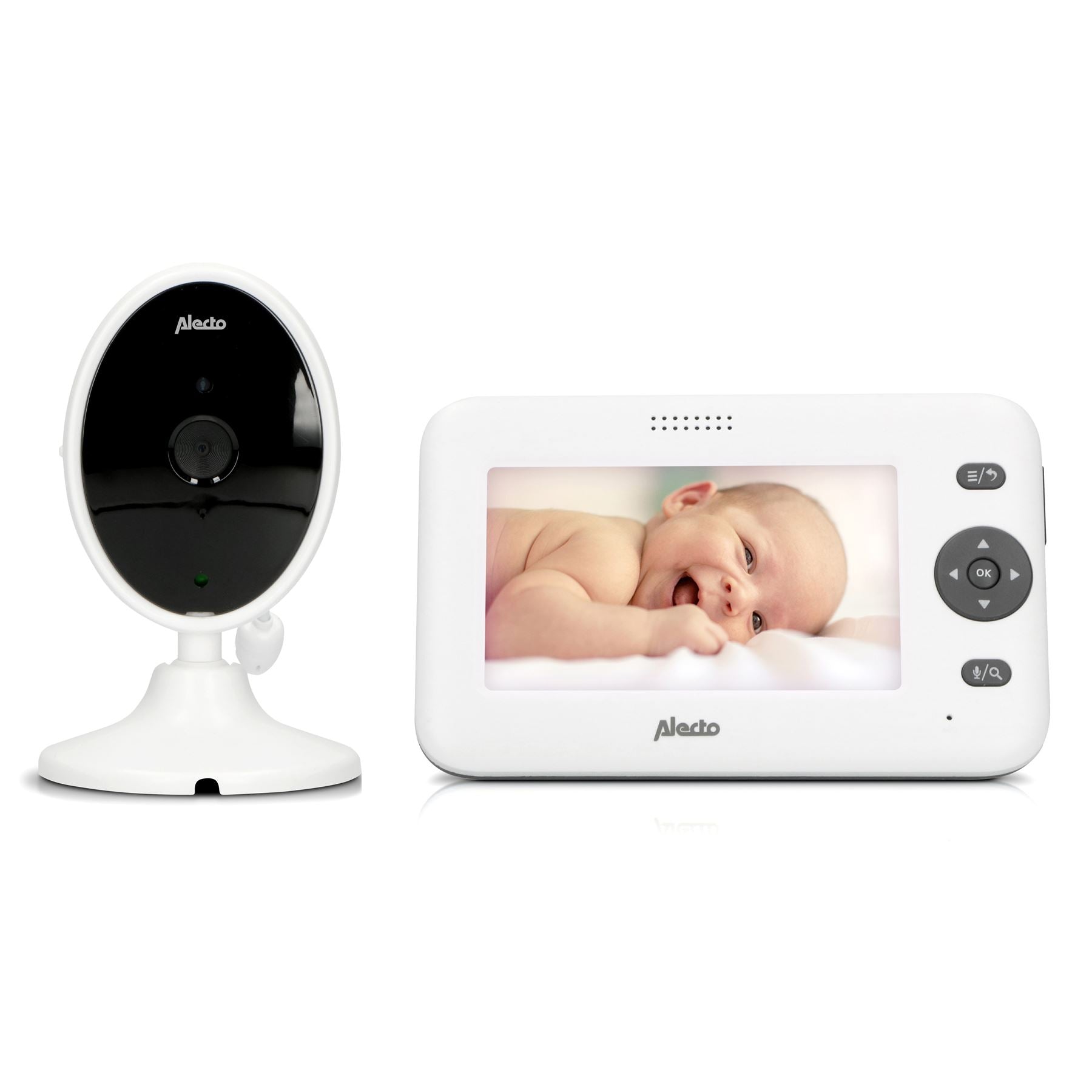 Alecto DVM-140 Video Baby Monitor with Camera, 4.3" Inch No Wifi Baby Monitor, Temperature, Night Vision, Lullaby, Two-Way Audio - White