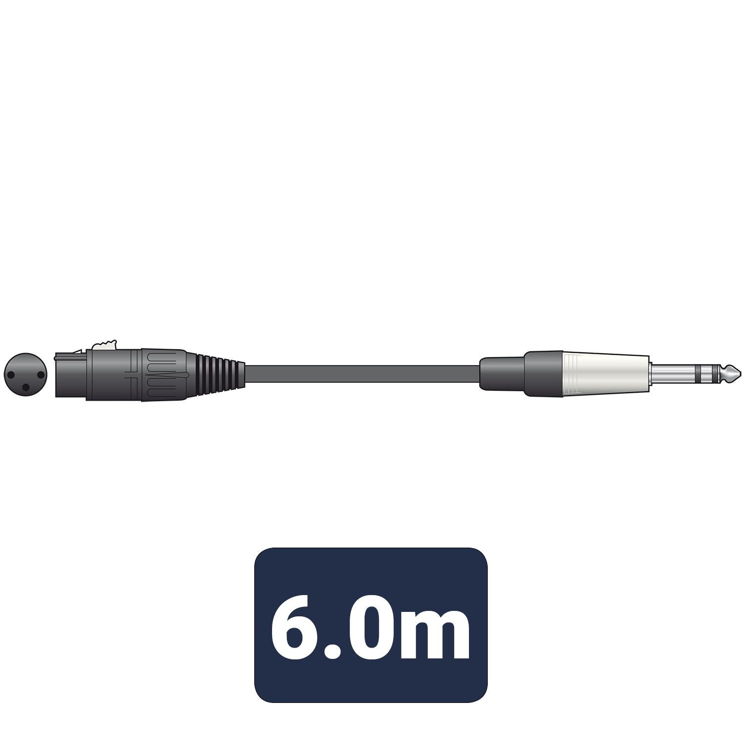 Citronic 6m Classic Audio Leads XLR Female - 6.3mm TRS Jack Plug