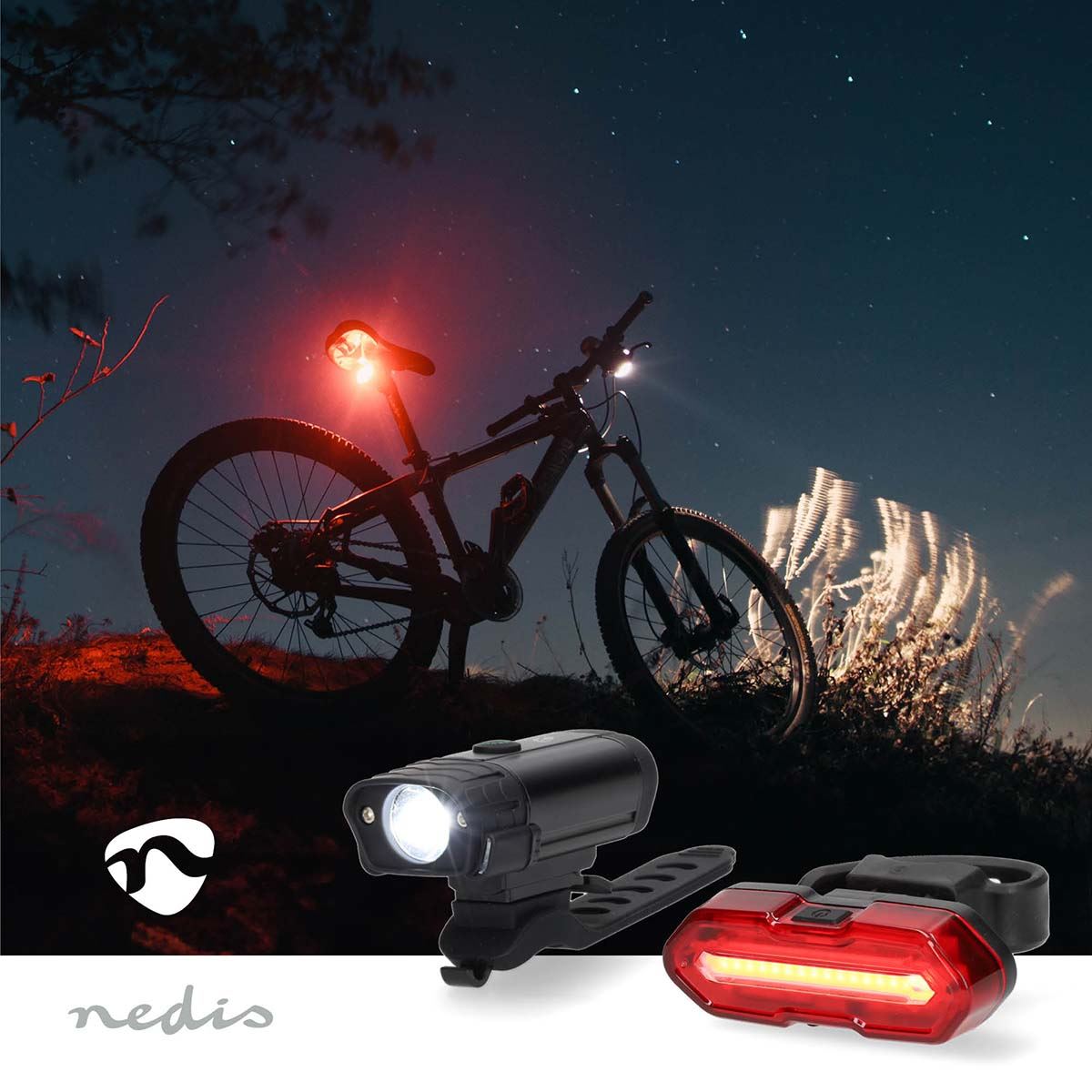 Nedis Rechargeable Bicycle Light | Battery Powered | 5 V DC | 3 W | 400 lm | 4.5 lm | 100 m | 110 °