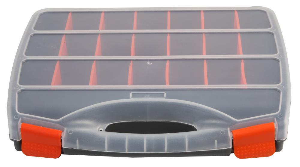 21 Compartment Organiser Storage Case Box with Customisable Trays 60mm x 380mm x 310mm, Craft, Screws, Nails, Nut Bolt