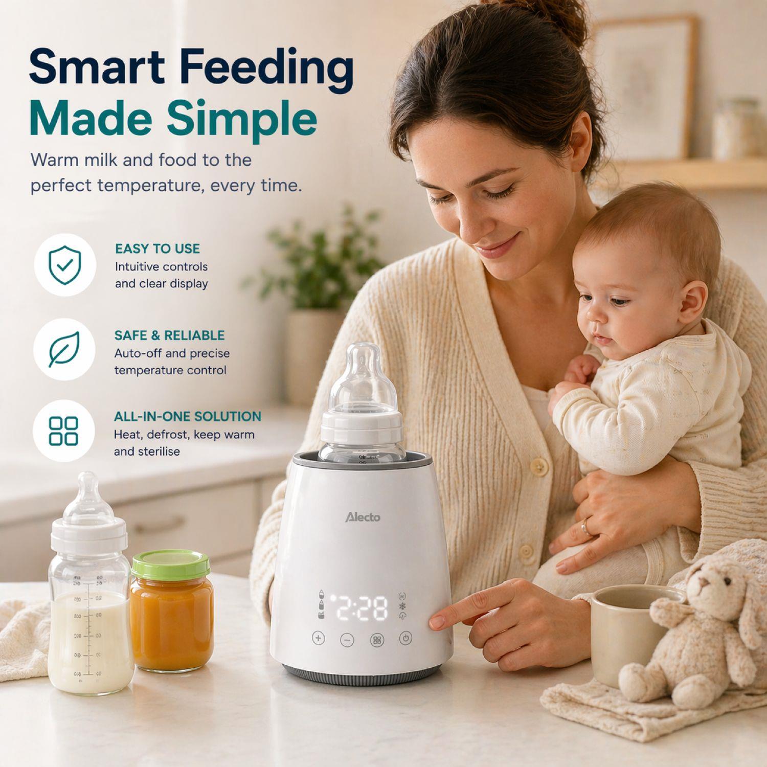 Alecto Fast Bottle / Food Warmer / Steriliser with Smart Temperature Control, Warms Evenly