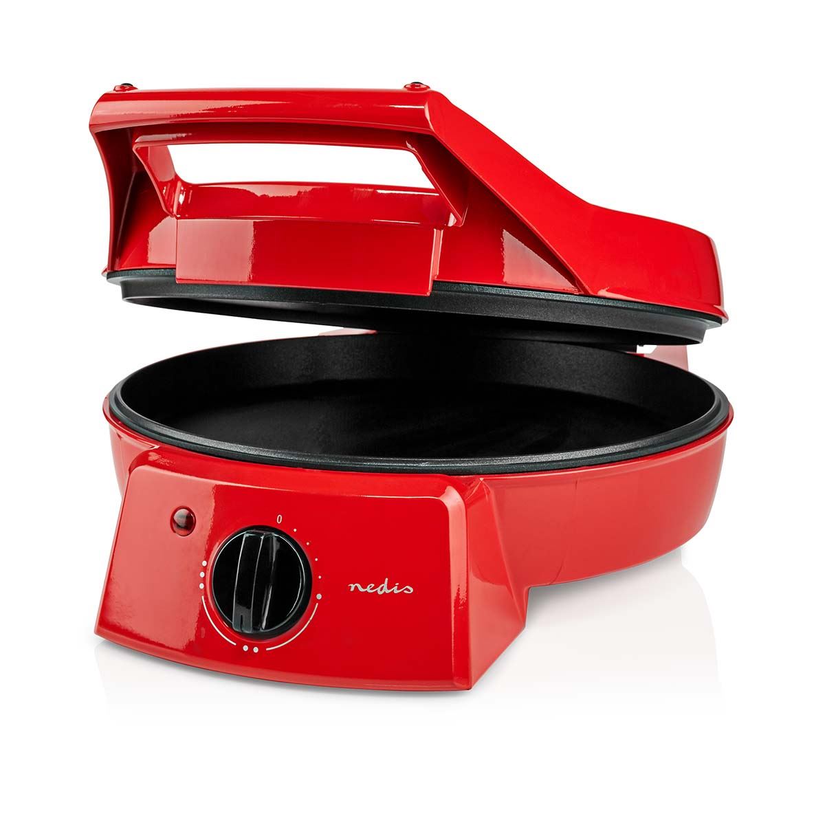 Nedis Electric Pizza Maker & Grill, 1800W, with Non-Stick 12" Plates, Adjustable Temperature & 180° Opening