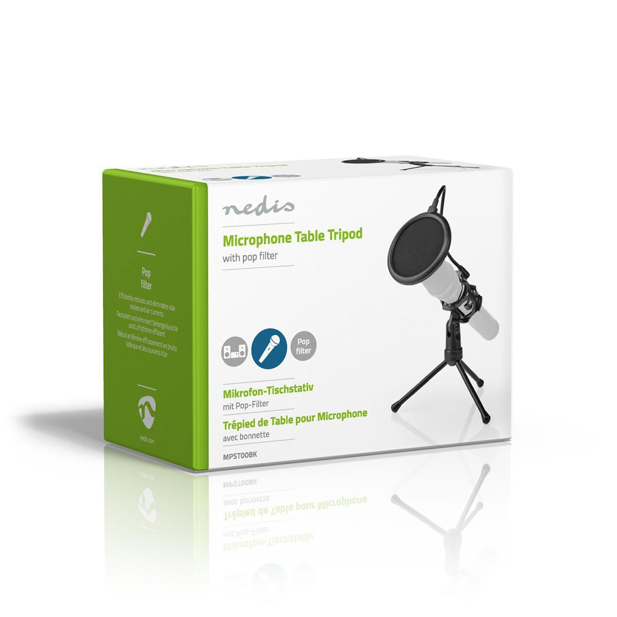 Nedis Microphone Stand | V-Shape | Holder diameter: Under 44 mm | ABS / Metal | Black