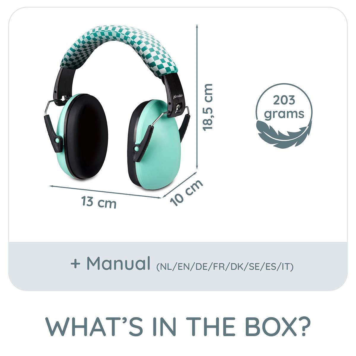 Alecto BV71 Kids Ear Defenders Children, Age 5-16, Certified 29dB, Adjustable Size, Noise Cancelling Headphones Kids, Ear Defenders Autism, Ear Muffs for Toddler, Boys, Girls, School - Green