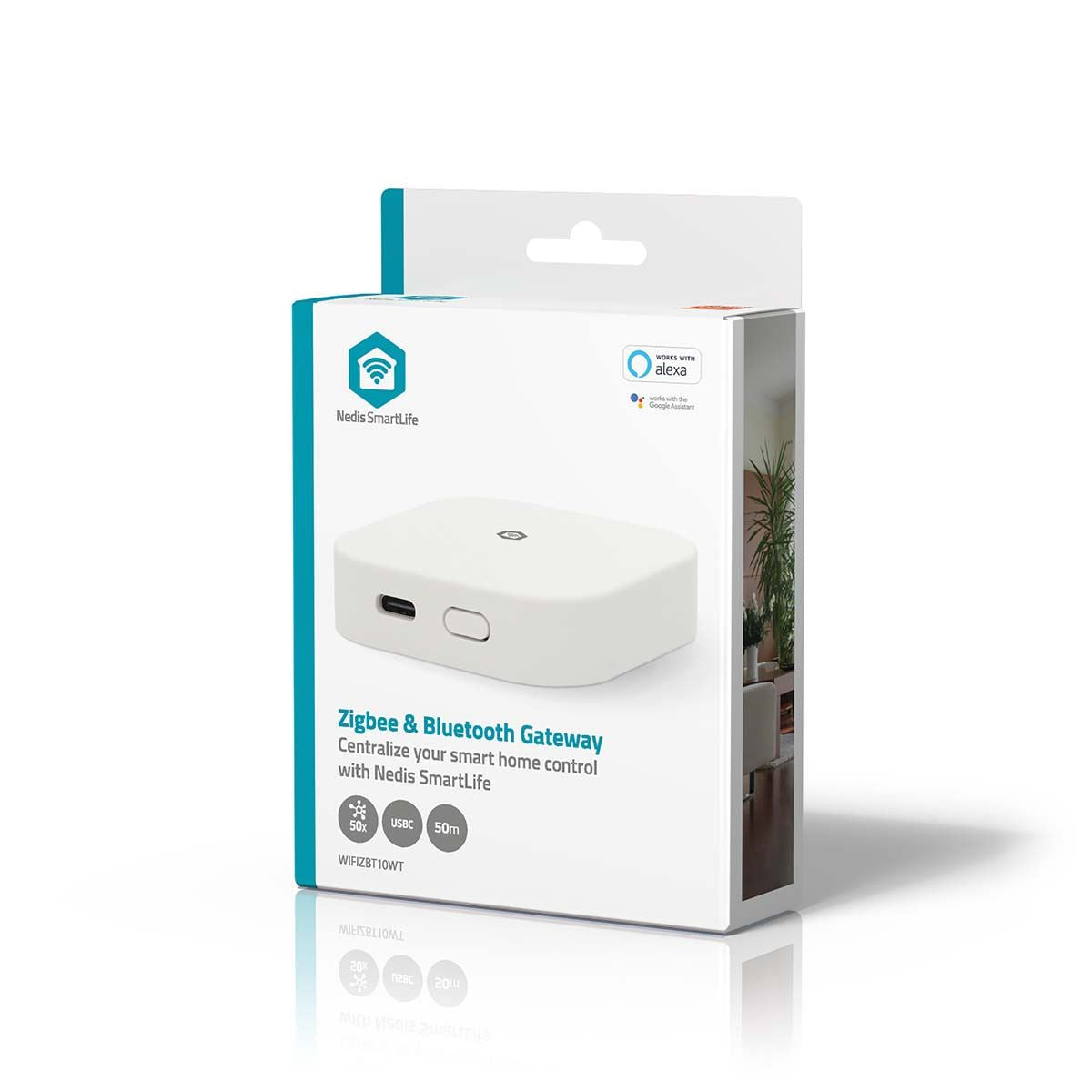Nedis Pro Smart Zigbee 3.0 / Bluetooth Gateway Bridge WiFi Home Hub Work with Switch and Sensors | USB Powered
