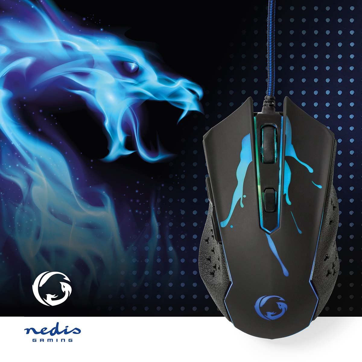 Nedis Gaming Mouse | Wired | 1200 / 1800 / 2400 / 3600 dpi | Adjustable DPI | Number of buttons: 6 | Programmable buttons | Right-Handed | 1.50 m | LED
