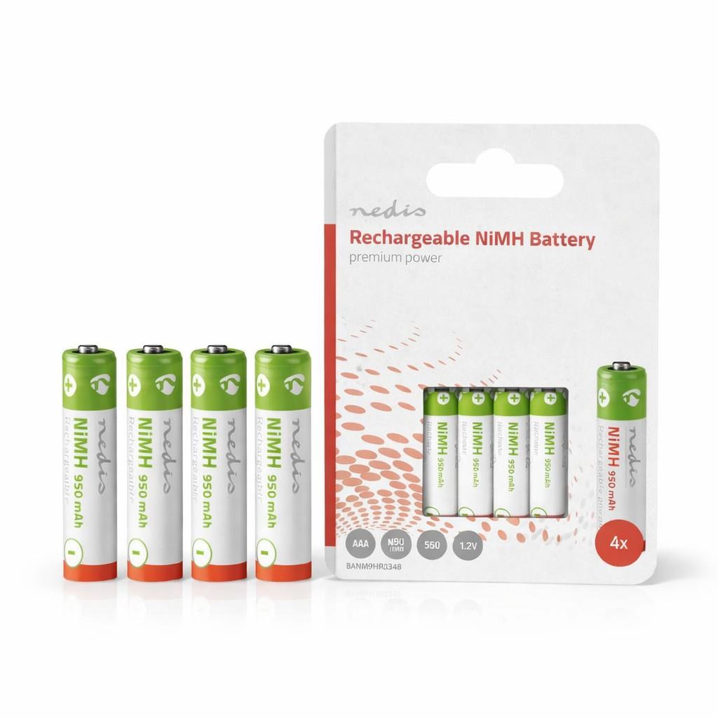 Nedis AAA Rechargeable NiMH Battery | 1.2 V DC | 950 mAh | Precharged | 4-Pack