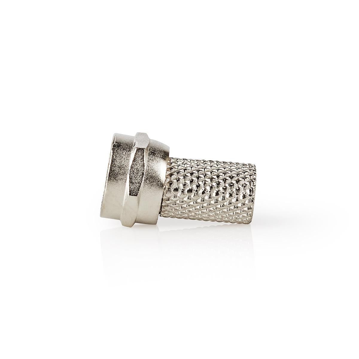 Nedis F-Connector | Straight | Male | Nickel Plated | 75 Ohm | Twist-on | Cable input diameter: 7.4 mm | Zinc Alloy | Silver | 25 pcs | Polybag