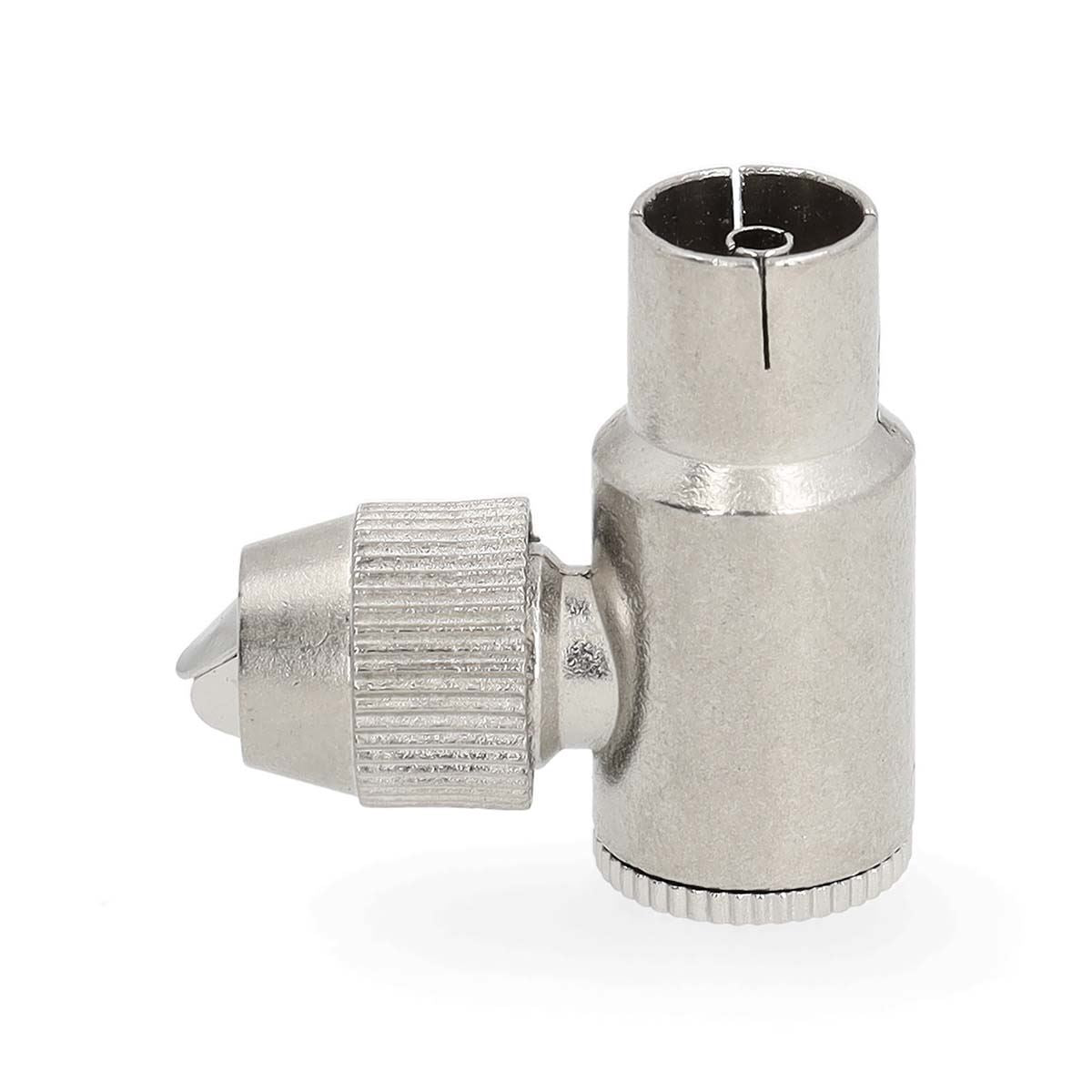 Nedis IEC (Coax) Connector | Angled 90° | Female | Nickel Plated | 75 Ohm | Screw | Cable input diameter: 7.0 mm | Metal | Silver | 2 pcs | Gift Box with Euro Lock