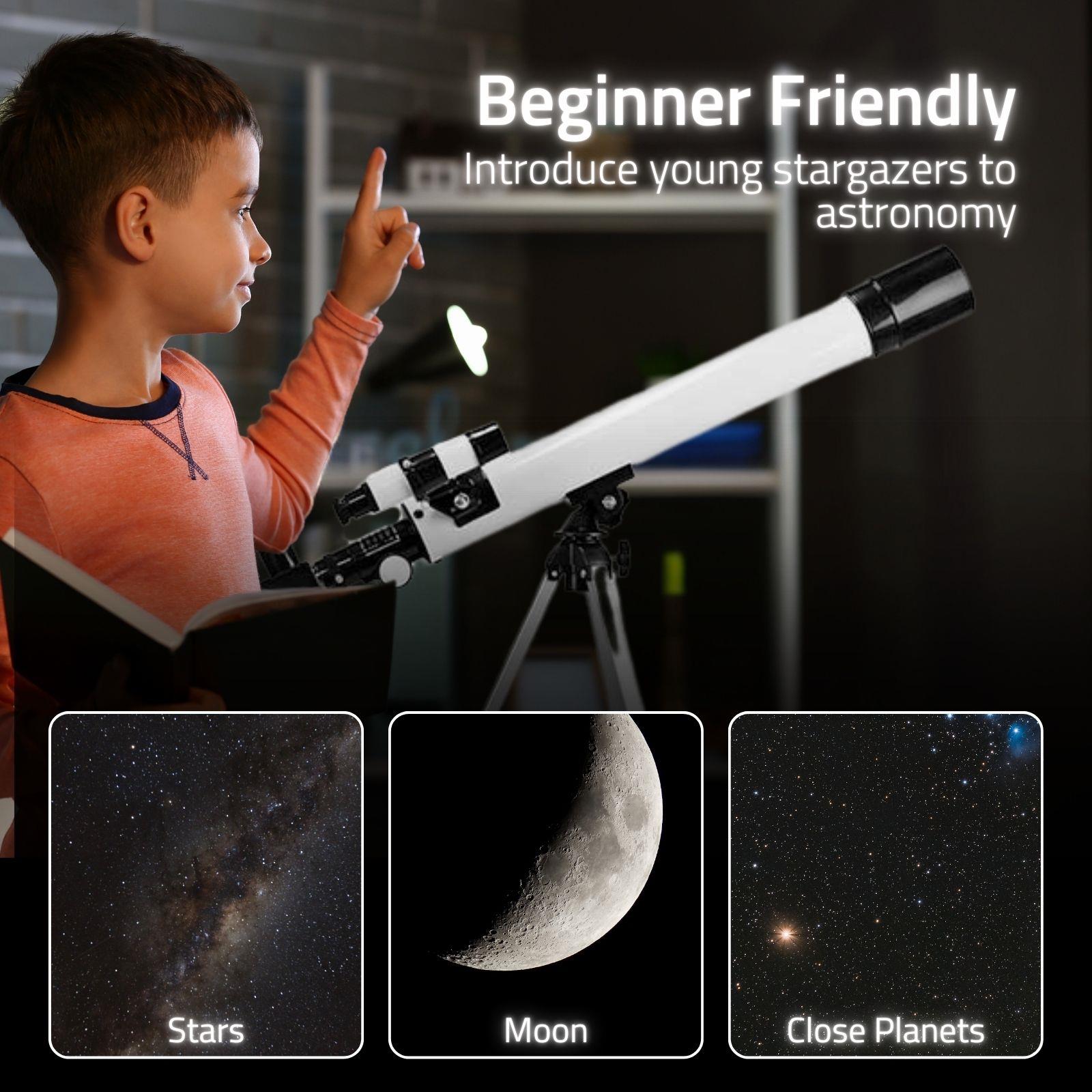 Nedis Telescope | Aperture: 50 mm | Focal length: 600 mm | Finderscope: 5 x 24 | Maximum working height: 125 cm | Tripod | Black / White