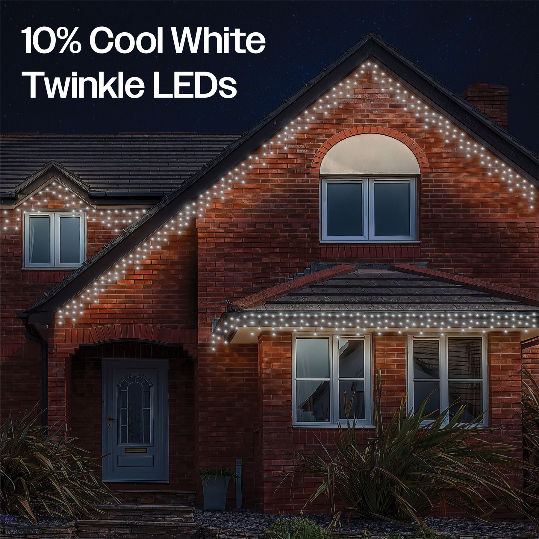 2m Easy-Connect Cool White 60 Icicle Lights Black Rubber With 60/40/20cm Drop with 10% Twinkle