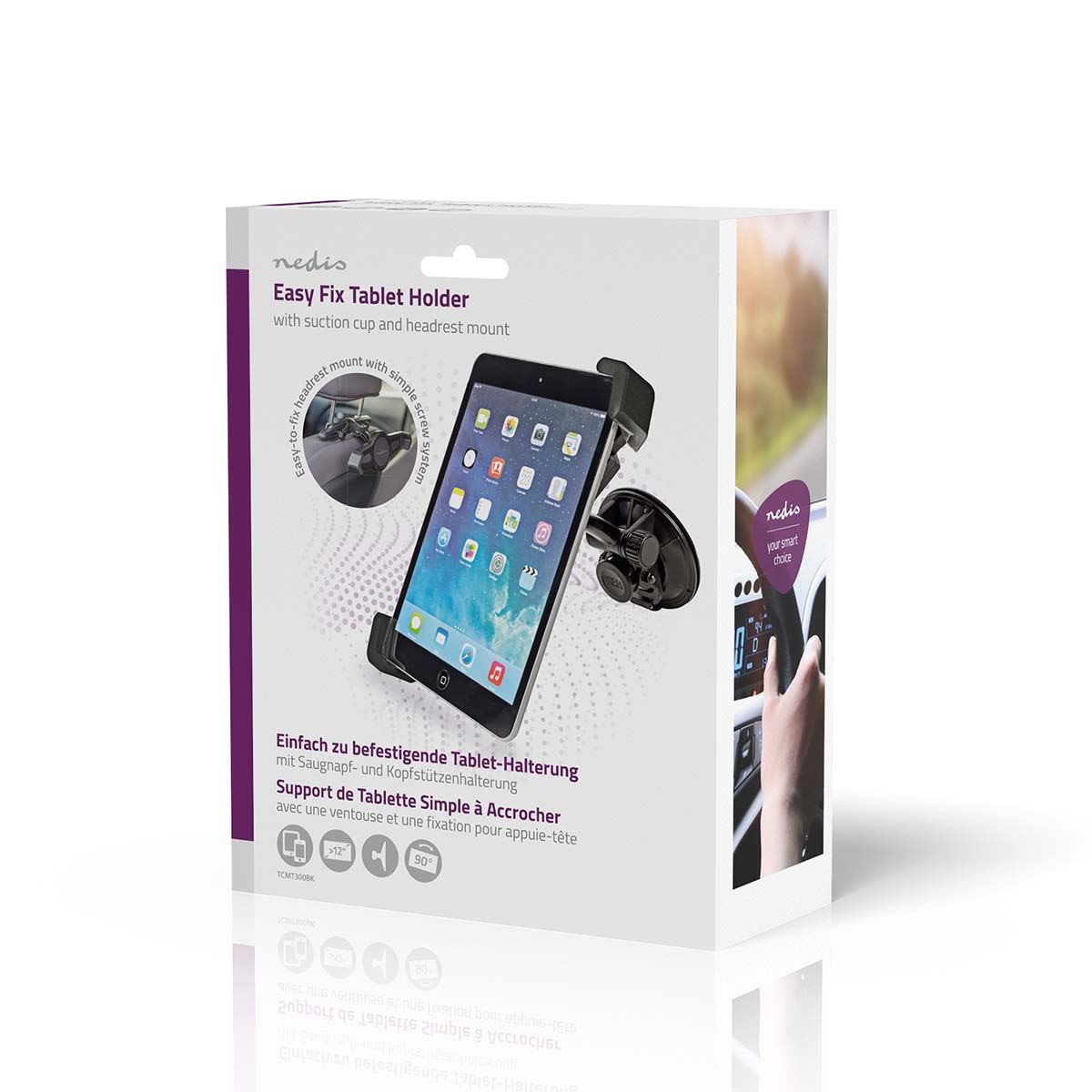 Nedis Tablet Car Mount | Maximum screen size compatibility: 12 " | In-Car Window and Headrest | Adjustable