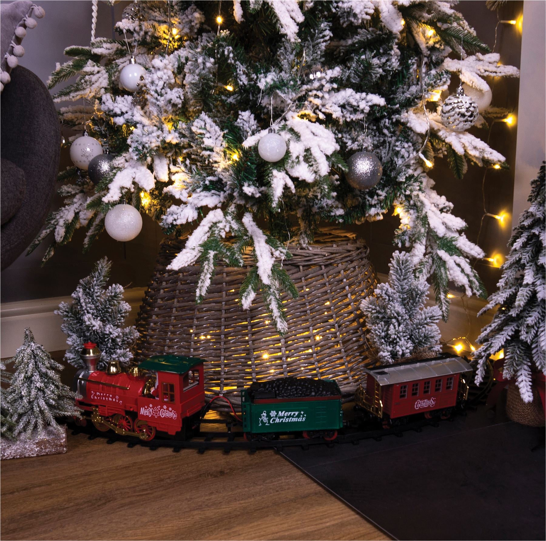 Christmas Train with Track 2 Carriages Xmas Train Set Plays Jingle Bells & Working Headlights