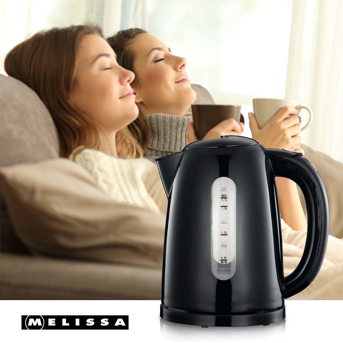 MELISSA 1.7L Electric Kettle with Quick Boil Time, Boil-Dry Protection, 360° Cordless Base, 2025W - Black