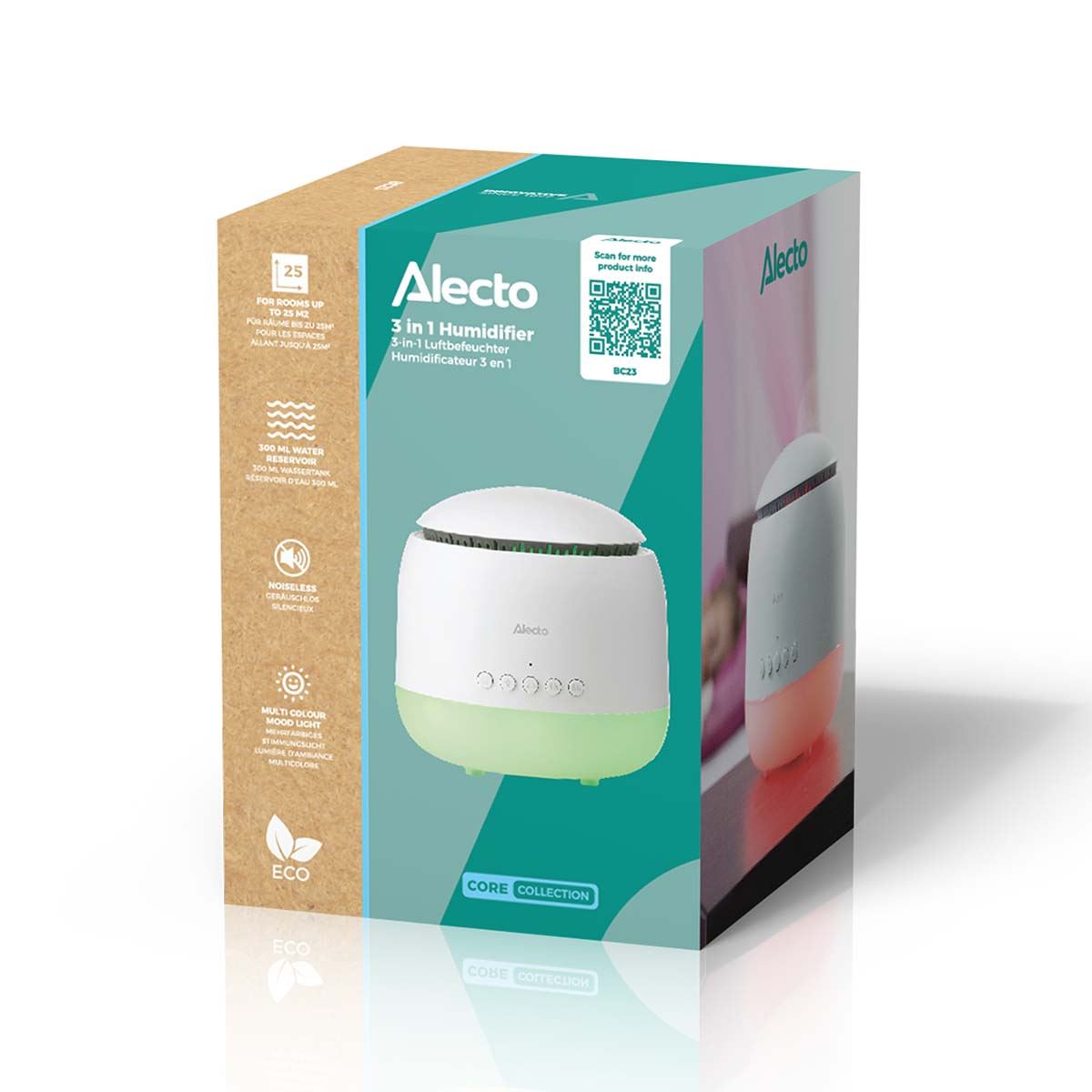 Alecto Baby Ultrasonic Aroma Diffuser, Scented Vaporizer Humidifier, Ｑuiet Diffuser With Timer Settings, Waterless Auto-Off & Night Light Projector