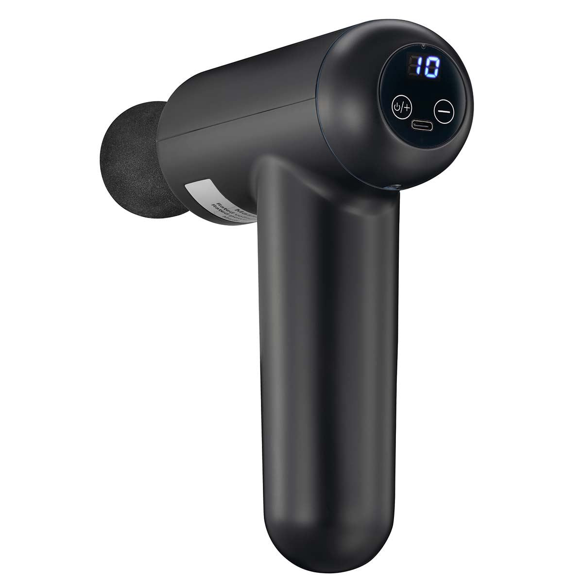 MELISSA Massage Gun, LED,  32-Speed with 4 Attachments, Brushless Motor for Muscle Recovery & Relaxation, Triangular Handle, Rechargeable - Black