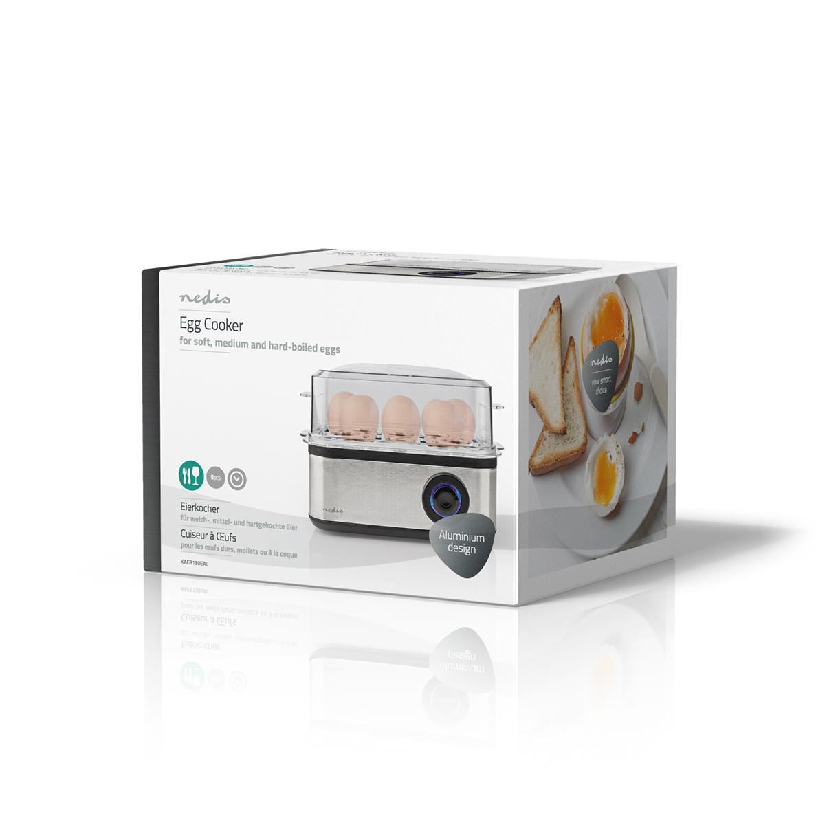 Nedis Compact Electric Egg Cooker Boiler Poacher, 500W, for up to 8 Eggs