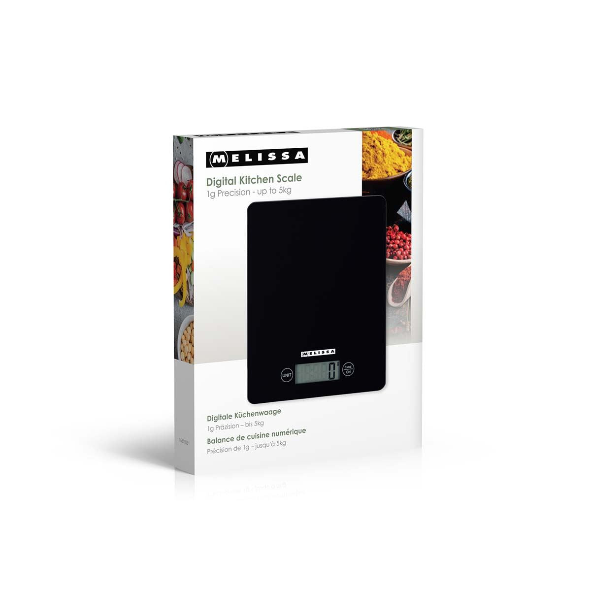 MELISSA Kitchen Digital Food Scales LCD Electronic Weighing 5kg Cooking Baking Balance - Black