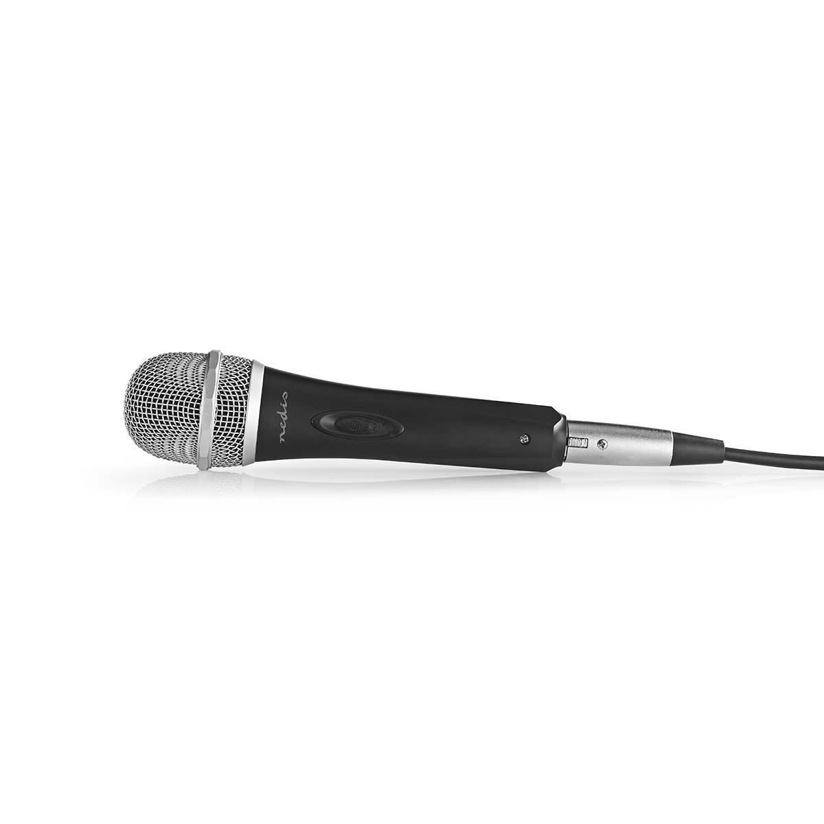 Nedis Uni-Directional Wired 6.5mmm Dynamic Microphone with Carry Case, On/Off, sensitivity 72dB +/- 3dB, 80Hz-13kHz, Wired 5m - Metal Black
