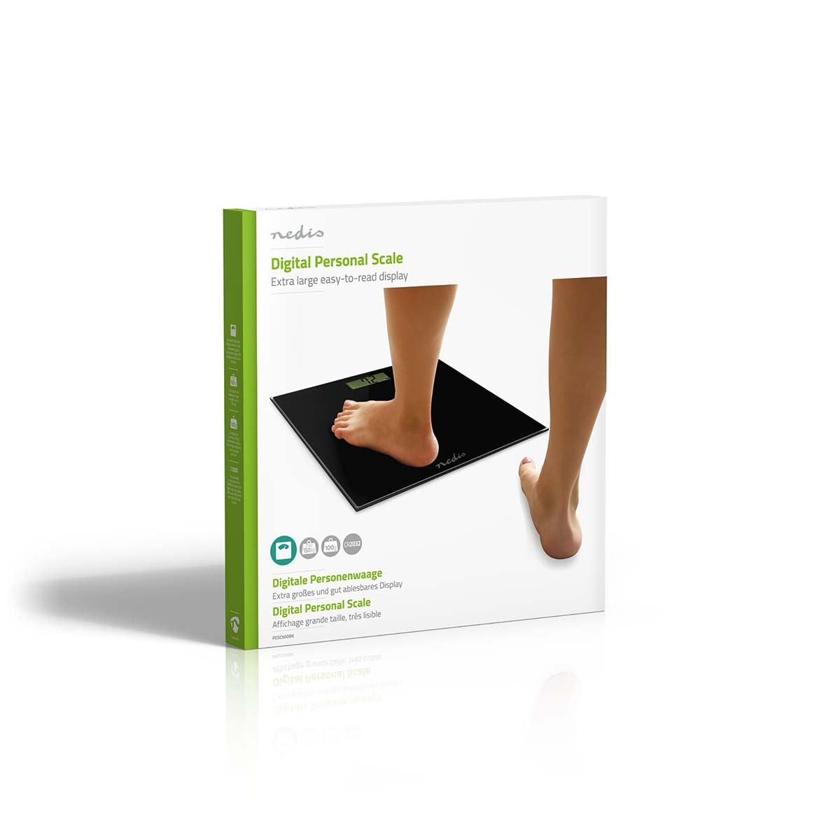 Nedis Personal Digital Weighing Scales, Tempered Glass | Max Weight 150 kg | Black