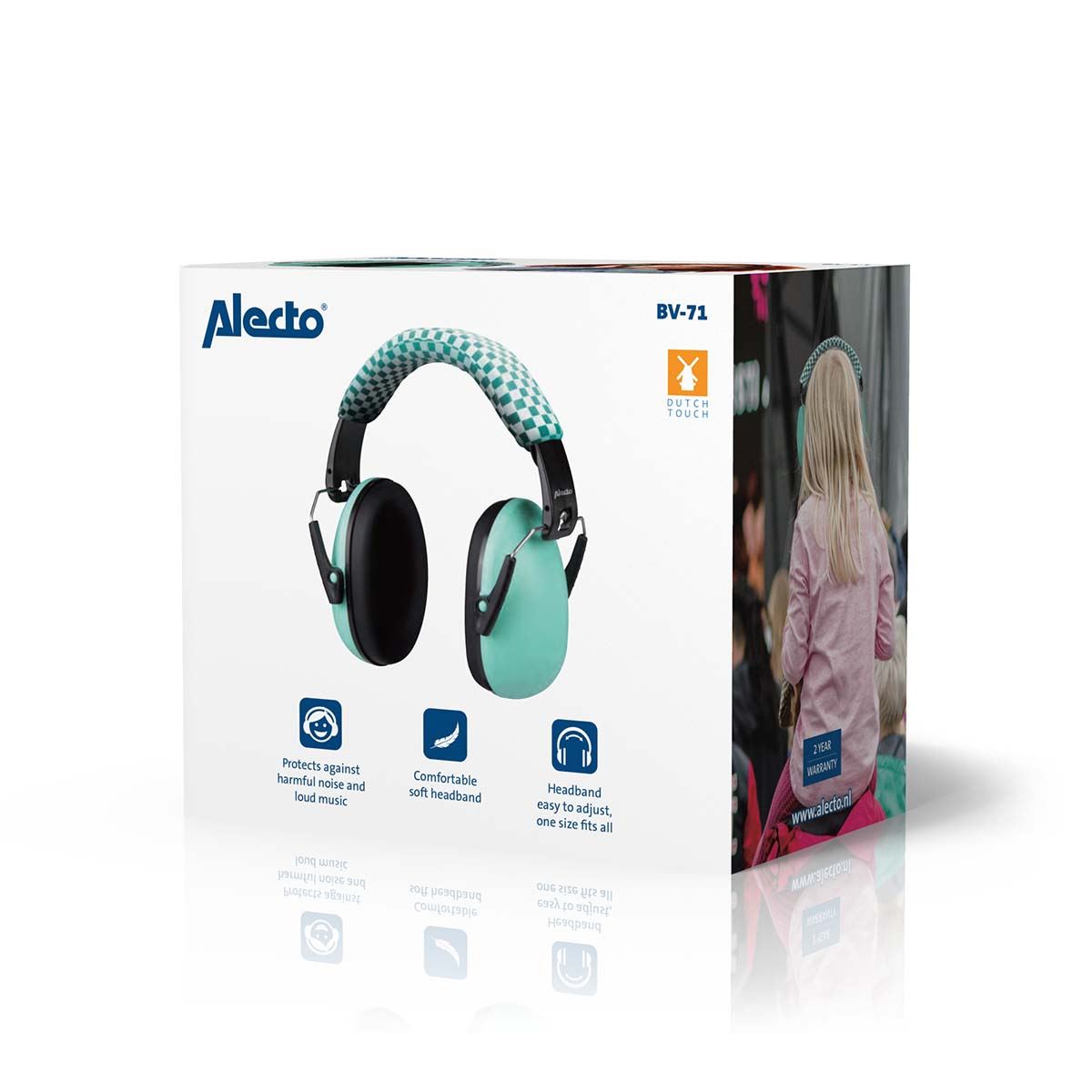 Alecto BV71 Kids Ear Defenders Children, Age 5-16, Certified 29dB, Adjustable Size, Noise Cancelling Headphones Kids, Ear Defenders Autism, Ear Muffs for Toddler, Boys, Girls, School - Green