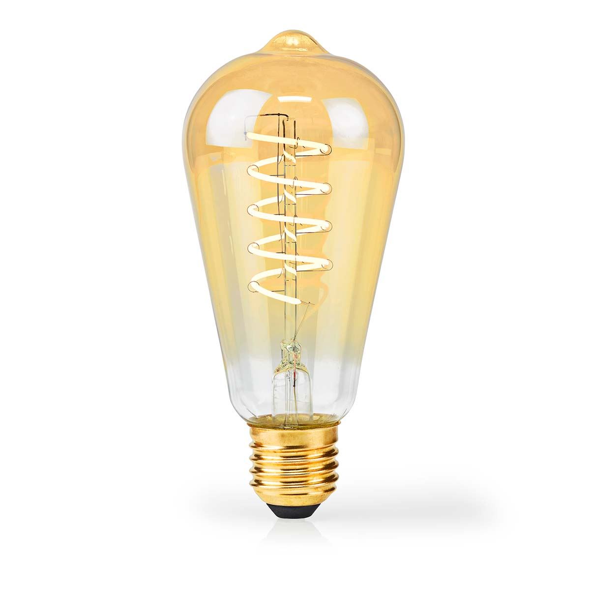 Nedis ST64 Shaped Decorative LED Bulb E27 Cap, 250 Lumen, Low Power 3.8W Replacing 26W Incandescent, Extra Warm White 2100K, Dimmable, Glass Retro Style