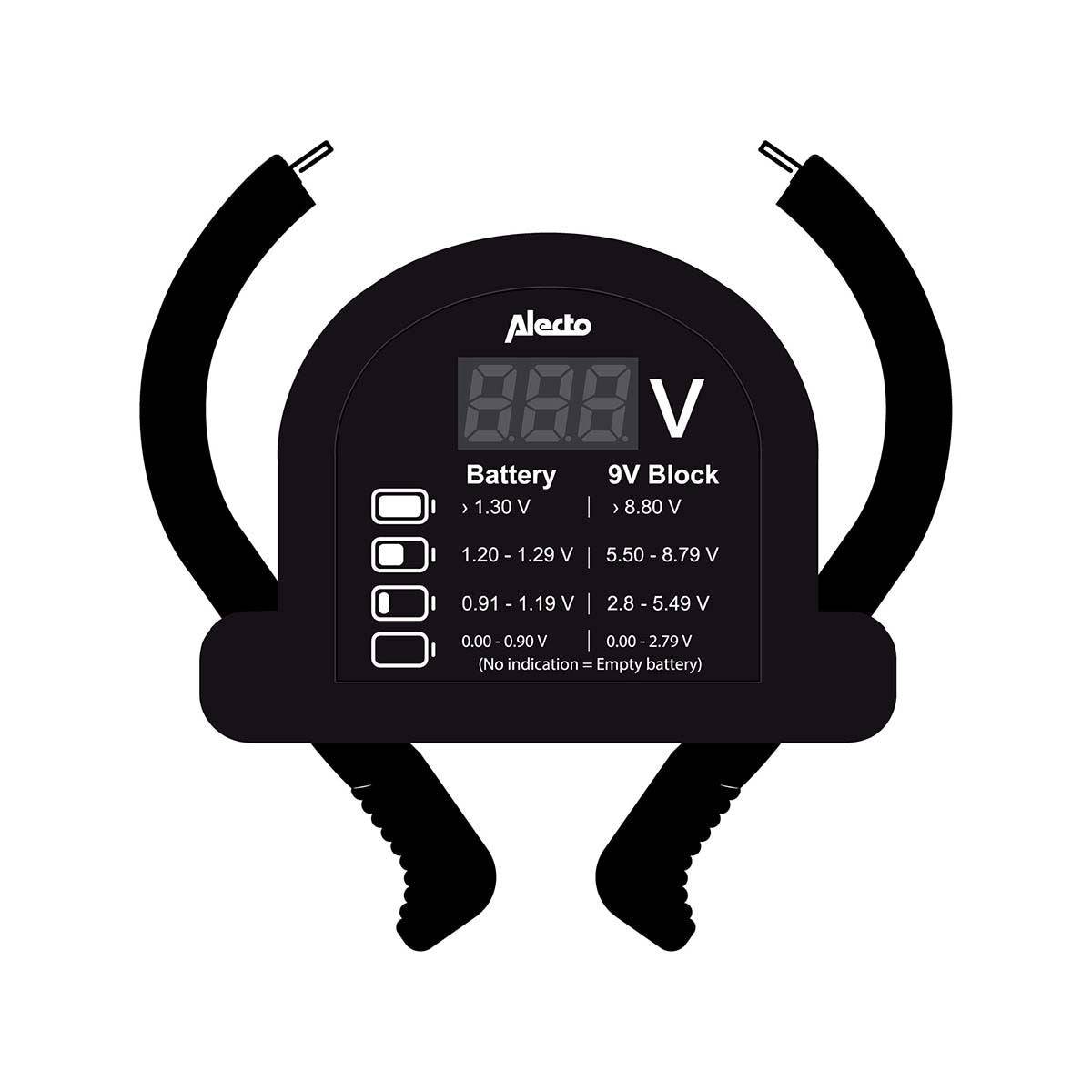 Alecto Digital LCD Battery tester for AA AAA C D 9V (PP3) & Button Cell Batteries - Black