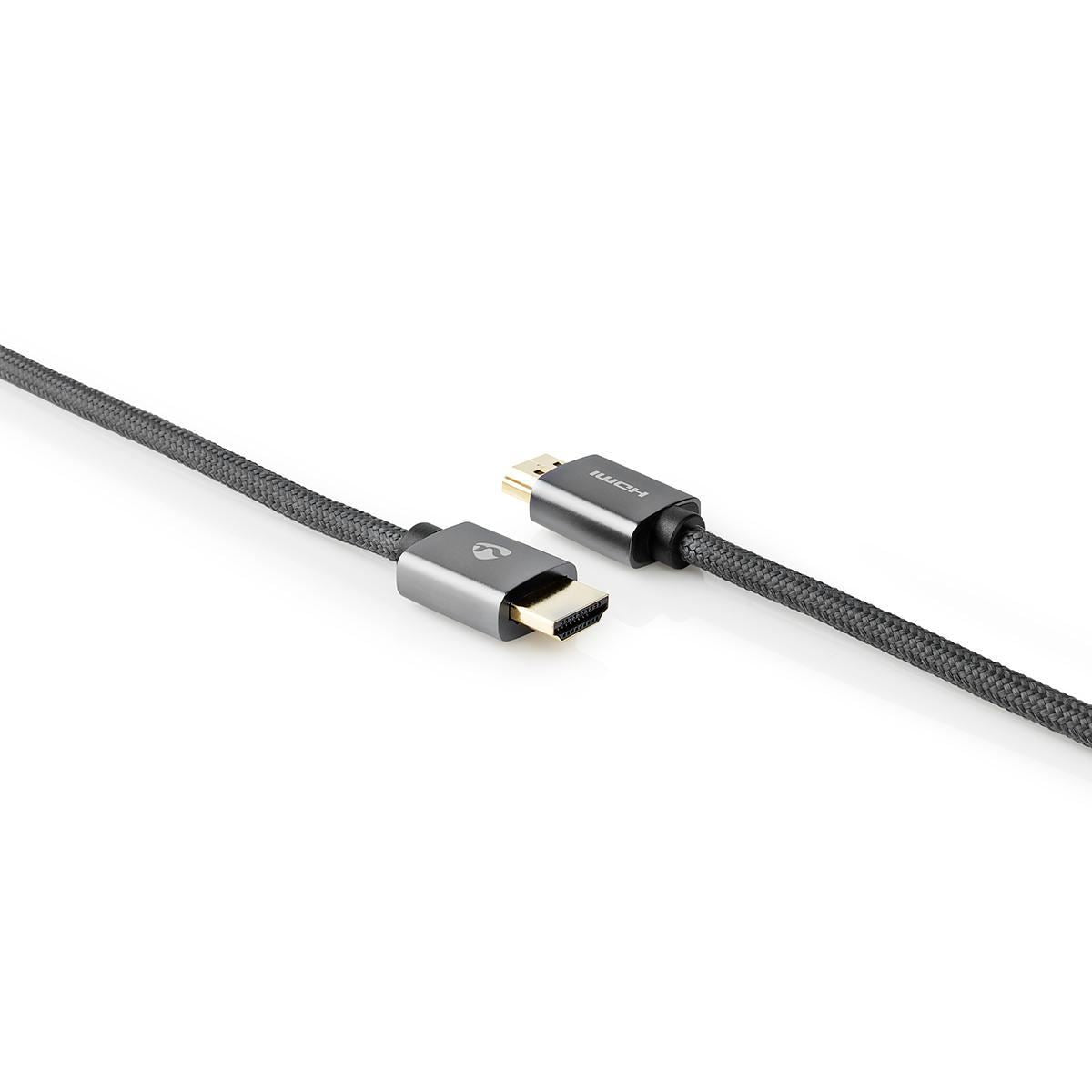 Nedis High Speed HDMI™ Cable with Ethernet | HDMI™ Connector | HDMI™ Connector | 4K@60Hz | ARC | 18 Gbps | 10.0 m | Round | Cotton | Gun Metal Grey | Cover Window Box