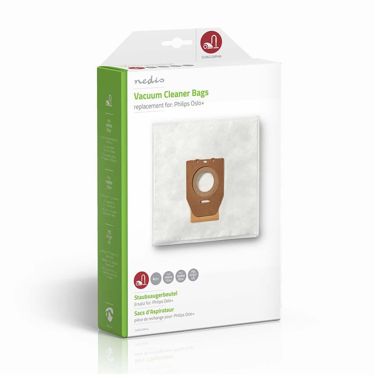 Nedis Vacuum Cleaner Bag | 4 pcs | Synthetic | Most sold for: Philips | White