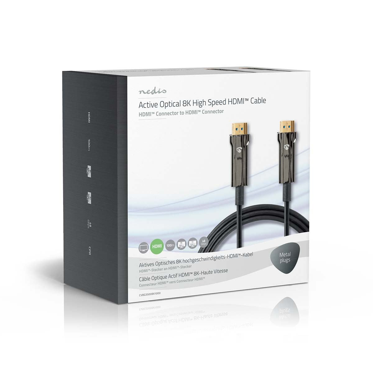 Nedis Active Optical Ultra High Speed HDMI™ Cable with Ethernet | HDMI™ Connector | HDMI™ Connector | 8K@60Hz | 48 Gbps | 100.0 m | Round | PVC | Black | Gift Box