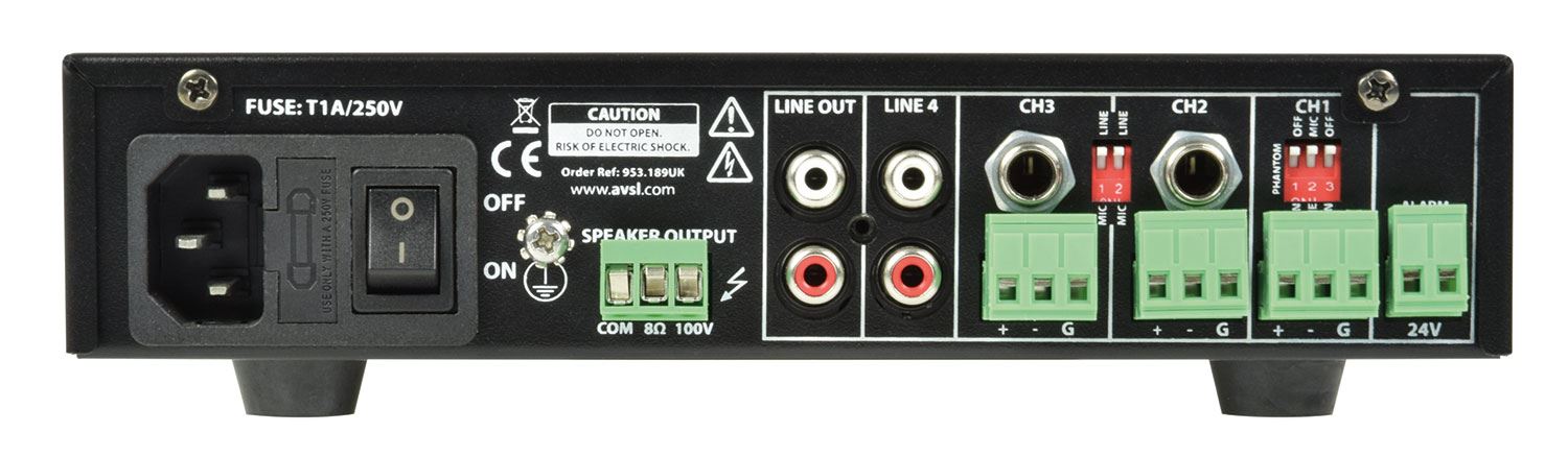 Adastra UA90 Compact 5 Channel 100V Mixer Amplifier 90w