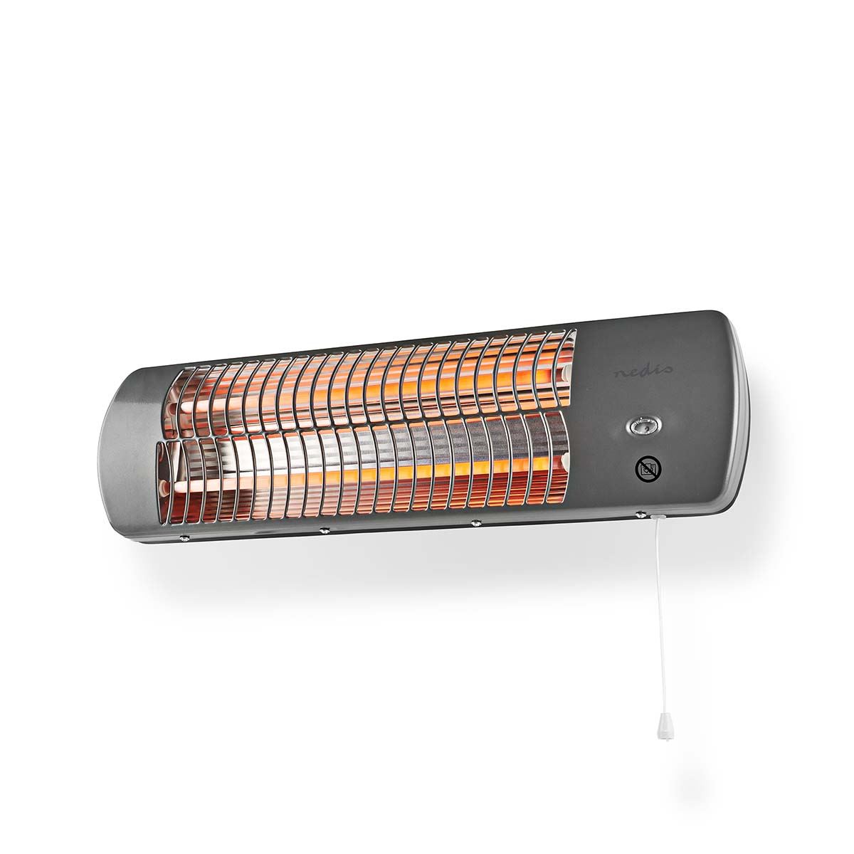 Nedis Bathroom Heater, Electric Wall-Mountable Radiant Heater with 2 Heat Settings (600/1200W), Tiltable Head, IPX4 Rated for Bathrooms - Grey