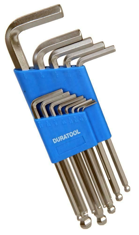 13pcs Ball-End Imperial Hex Allen Key Set, Long Arm Heavy Duty Chrome Vanadium Steel