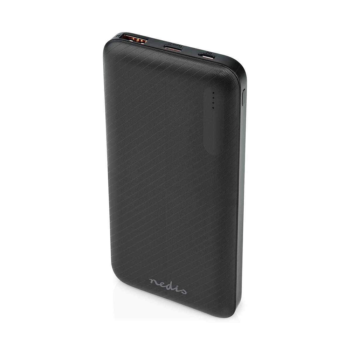 Nedis Powerbank | 10000 mAh | 1.5 / 2.0 / 3.0 A | Number of outputs: 2 | Output connection: 1x USB-A / 1x USB-C™ | Input connection: 1x Micro USB / 1x USB-C™ | PD2.0 18W | Lithium-Polymer