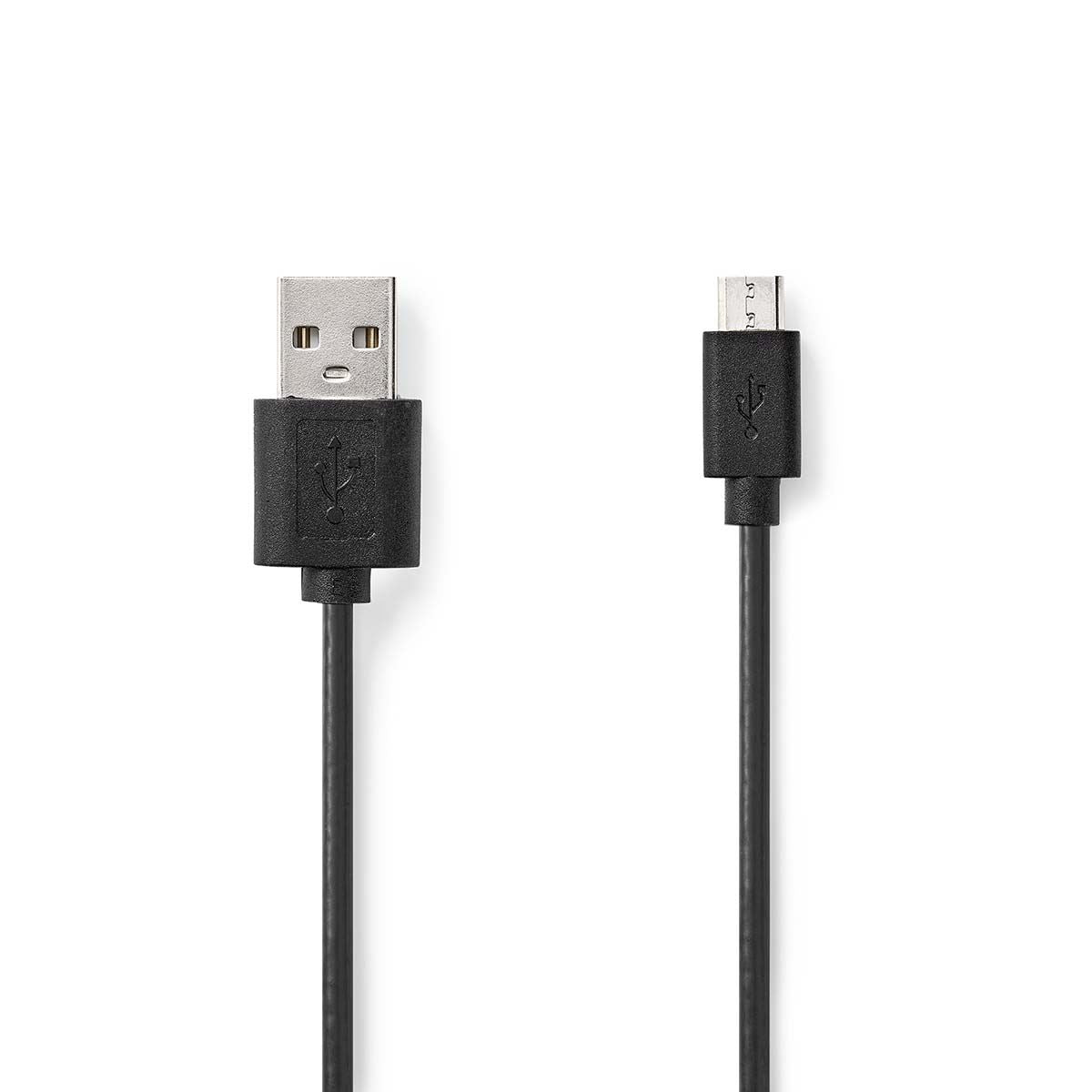 Nedis USB Cable | USB 2.0 | USB-A Male | USB Micro-B Male | 7.5 W | 480 Mbps | Nickel Plated | 1.00 m | Round | PVC | Black | Label